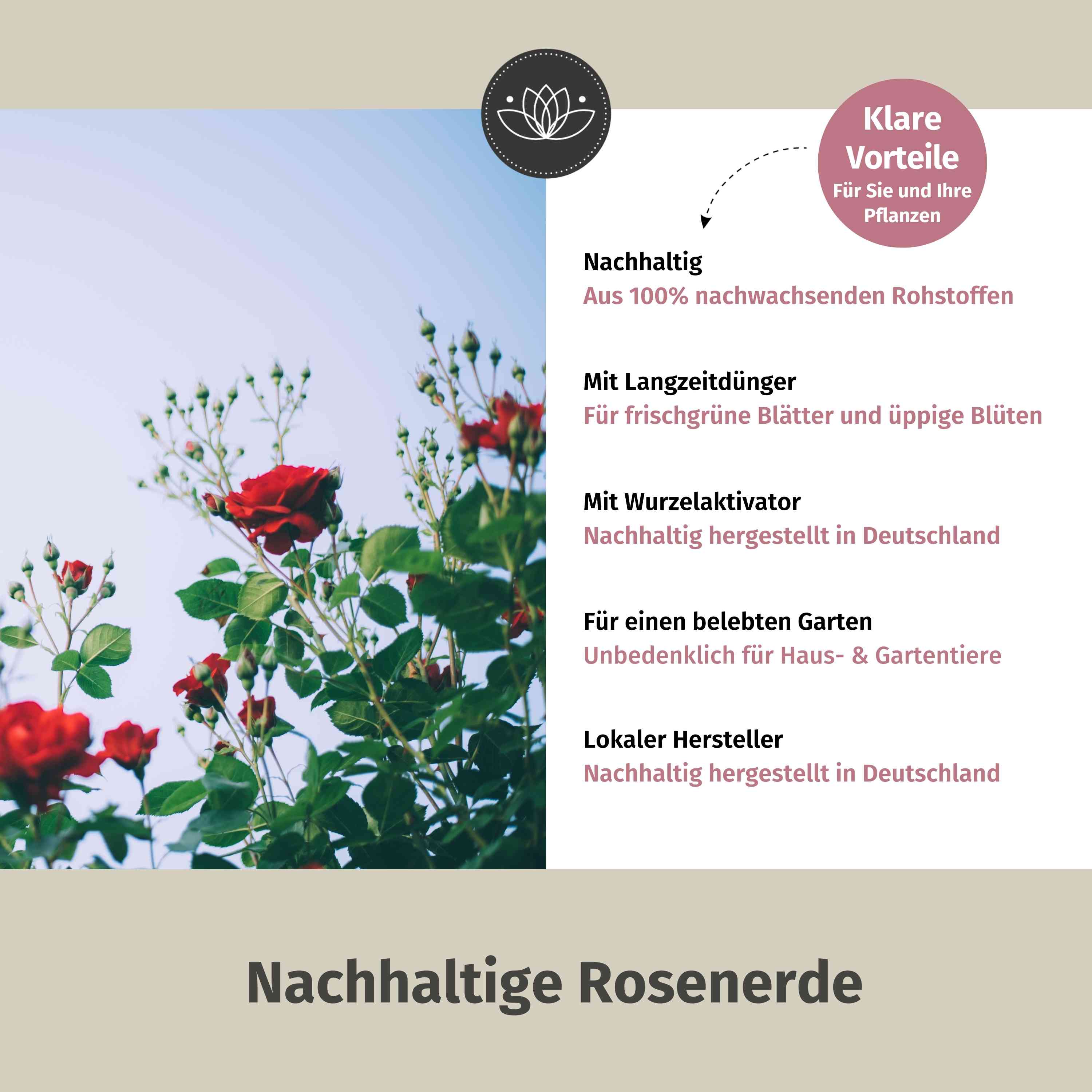 Rosenerde Bio 60 Liter - Blumenerde für Rosen - Erde für Rosen