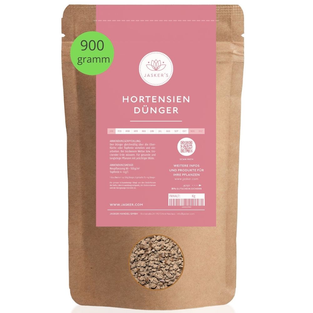 Hortensien Dünger - Dünger für alle Hortensienarten - 900g ca. 15 Pflanzen